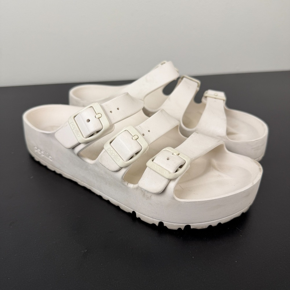 Birkenstock by Papillio Florida Flex Platform Sandal Unisex 39 W 8/M 6 Cream EVA